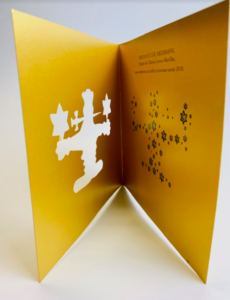 Découpe sur mesure - Carte de voeux carrée - Vernis sélectif 3D - Papier Sirio Aurum